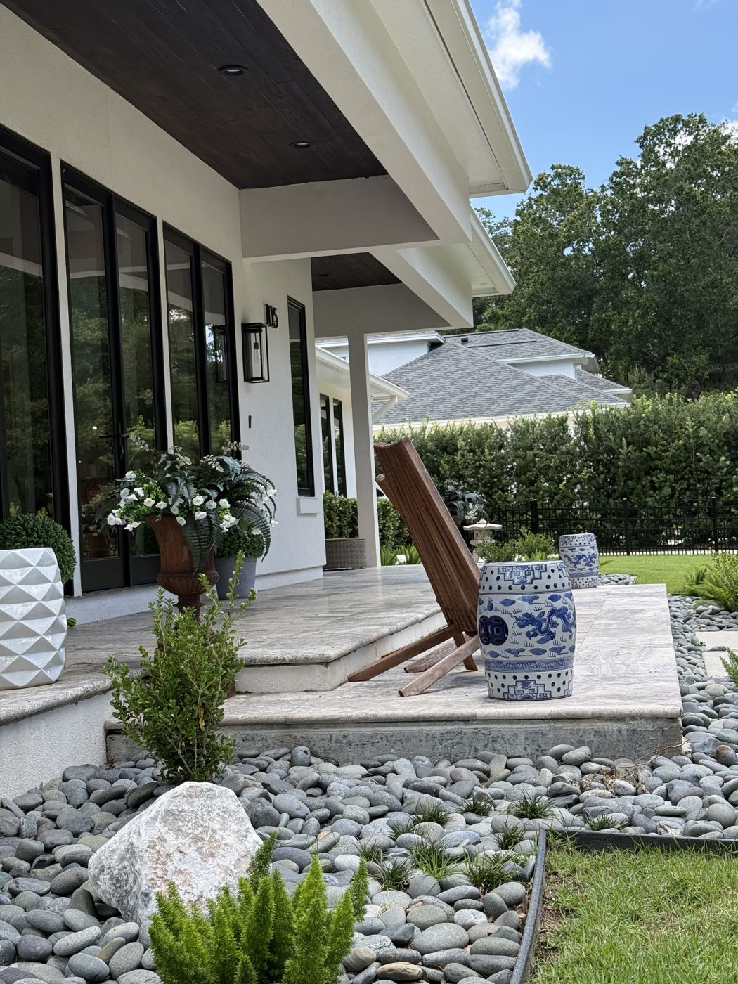 Travertine front porch